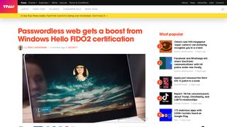 
                            9. Passwordless web gets a boost from Windows Hello FIDO2 certification