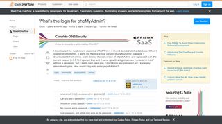 
                            9. passwords - What's the login for phpMyAdmin? - Stack Overflow