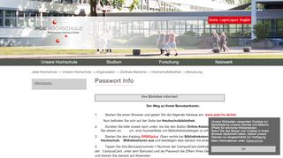 
                            2. Passwort Info- Jade Hochschule