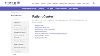 
                            3. Patient Center | Brookings Health System