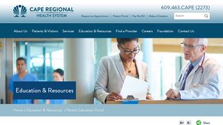 
                            1. Patient Education Portal | Cape Regional Health System