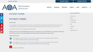 
                            3. Patient Forms - Arlington Orthopedics Associates, P.A., Arlington, Texas