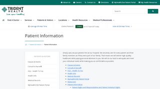 
                            8. Patient Information | Trident Health System