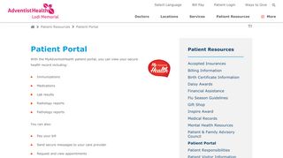 
                            5. Patient Portal - Adventist Health Lodi Memorial