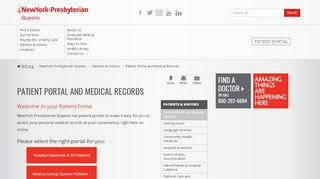 
                            1. Patient Portal and Medical Records - NewYork-Presbyterian Queens