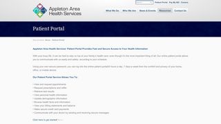 
                            6. Patient Portal - Appleton Area Health Services