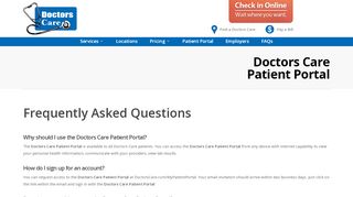 
                            2. Patient Portal FAQ | Doctors Care