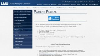 
                            7. Patient Portal - Lincoln Memorial University