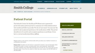 
                            2. Patient Portal | Smith College