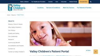 
                            2. Patient Portal - Valley Children's Healthcare