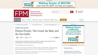 
                            5. Patient Portals: The Good, the Bad, and the Inevitable -- FPM