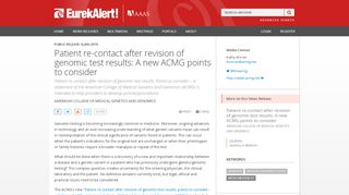 
                            9. Patient re-contact after revision of genomic test results: A new ACMG ...