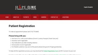 
                            1. Patient Registration - HOPE Clinic