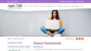 
                            5. Patient Testimonials - Apple Hill Gynecology