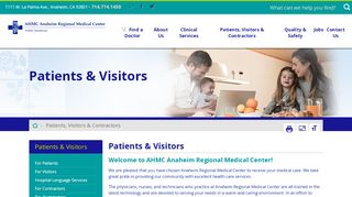 
                            3. Patients & Visitors - Anaheim Regional Medical Center