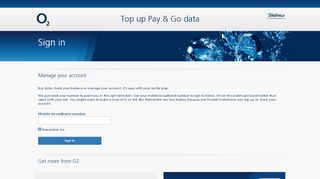 
                            2. Pay & Go data top-up - Sign in - O2