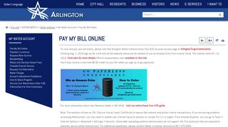 
                            2. Pay My Bill Online - City of Arlington