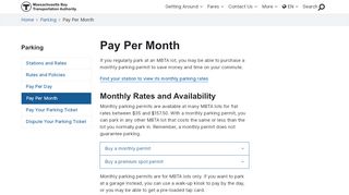 
                            5. Pay Per Month | Parking | MBTA