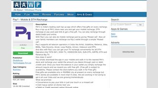 
                            7. Pay1 - Mobile & DTH Recharge - All About Windows Phone