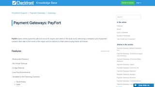 
                            6. Payment Gateways: PayFort – Checkfront Support