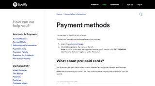 
                            2. Payment methods - Spotify