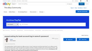 
                            2. paypal asking for bank account log in name & passw... - The ...