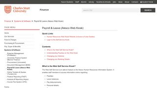 
                            4. Payroll & Leave (Alesco Web Kiosk) - Finance