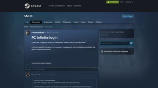 
                            2. PC Infinite login :: SMITE General Discussions - Steam ...