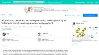 
                            8. (PDF) Allocation to clonal and sexual reproduction and its ...