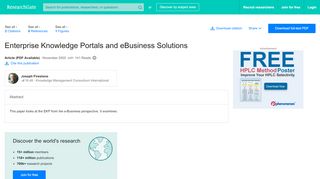 
                            6. (PDF) Enterprise Knowledge Portals and eBusiness Solutions