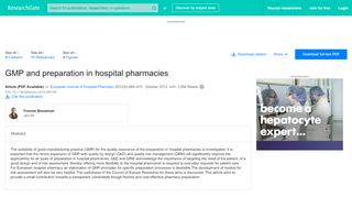 
                            9. (PDF) GMP and preparation in hospital pharmacies