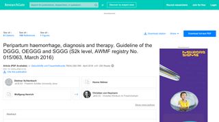 
                            5. (PDF) Peripartum haemorrhage, diagnosis and therapy ...