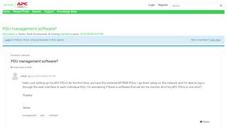 
                            9. PDU management software? - forums.apc.com