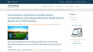 
                            7. Pennsylvania's Doylestown Hospital selects eClinicalWorks Cloud ...