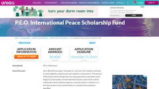 
                            1. P.E.O. International Peace Scholarship Fund Details - Apply Now | Unigo