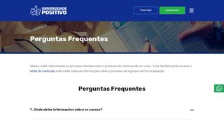 
                            5. Perguntas Frequentes – Universidade Positivo