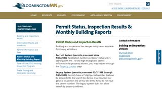 
                            4. Permit Status, Inspection Results & Monthly Building Reports | City of ...