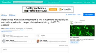 
                            9. Persistence with asthma treatment is low in Germany ...