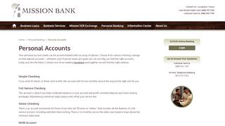 
                            3. Personal Accounts - Mission Bank