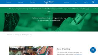 
                            2. Personal Checking Accounts - Lake Trust Credit Union