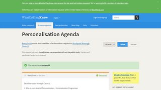 
                            9. Personalisation Agenda - a Freedom of Information request to ...