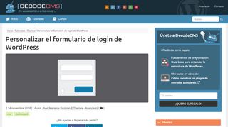 
                            2. Personalizar el formulario de login de WordPress - DecodeCMS