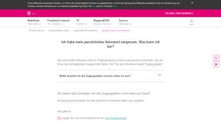 
                            2. Persönliches Kennwort vergessen | Telekom Hilfe