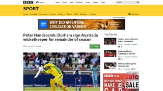 
                            7. Peter Handscomb: Durham sign Australia wicketkeeper for ...