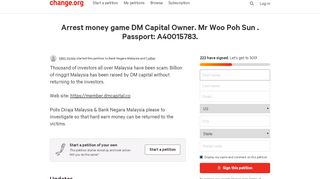 
                            4. Petition · Arrest money game DM Capital Owner. Mr Woo Poh ...