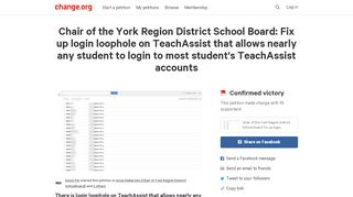 
                            8. Petition · Chair of the York Region District School Board: Fix up login ...