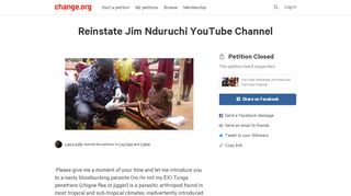 
                            5. Petition · YouTube: Reinstate Jim Nduruchi YouTube Channel ...