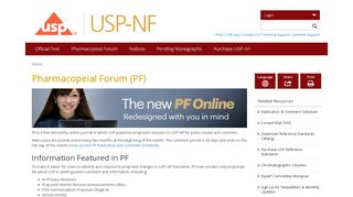 
                            8. Pharmacopeial Forum (PF) | USP-NF