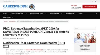 
                            9. Ph.D. Entrance Examination (PET) 2019 for SAVITRIBAI PHULE ...
