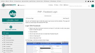 
                            2. PHP Facebook Login - TutorialsPoint